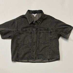 Black Denim Short Sleeve Shirt